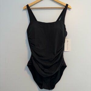 Athleta Women’s Square Neck Black One-Piece Swimsuit Size X-Large